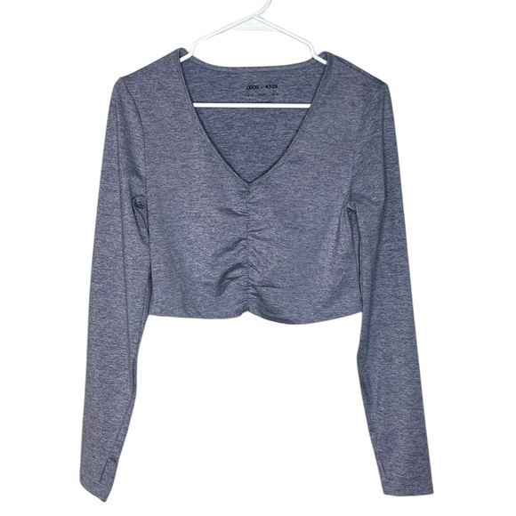 ASOS 4505 yoga ruche front long sleeve cropped top - Picture 6 of 10